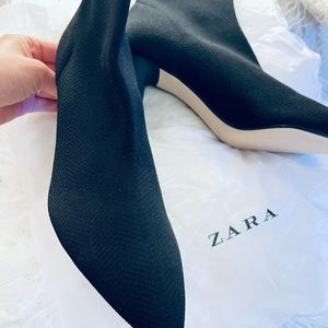 Black Zara Sock Booties in Size 7.5